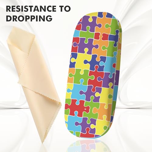 Image of Glasses Case Hard Shell,Portable Protective Eyeglasses Case, Eyeglass Holder Box with Cleaning Cloth,for Women Men