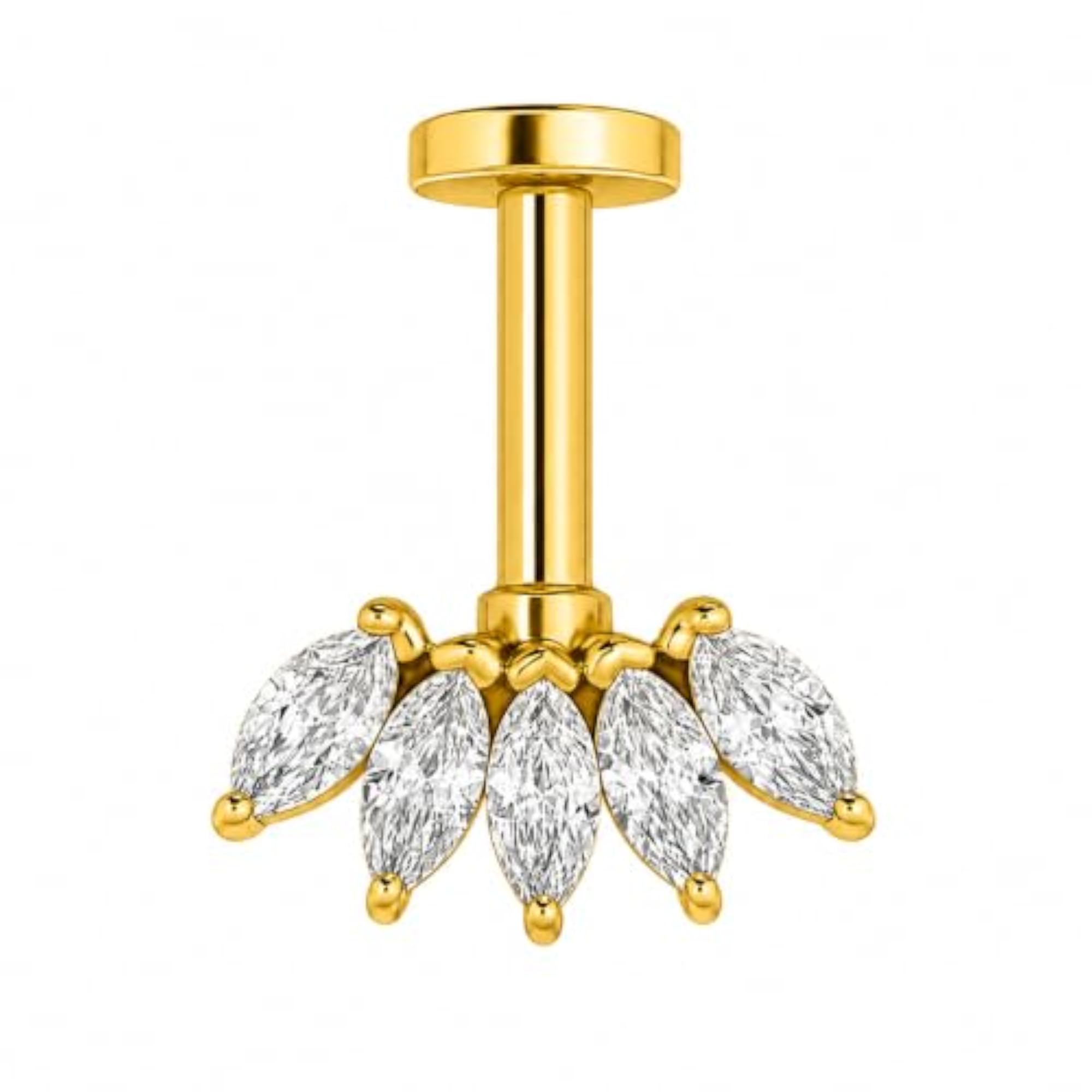 16G Internally Threaded Marquise CZ Helix Jewelry