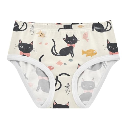 Wusikd Black Cats Fish Girls' Underwear Cotton Funny Girls Briefs Soft Toddler Underwear 2T - Main Image