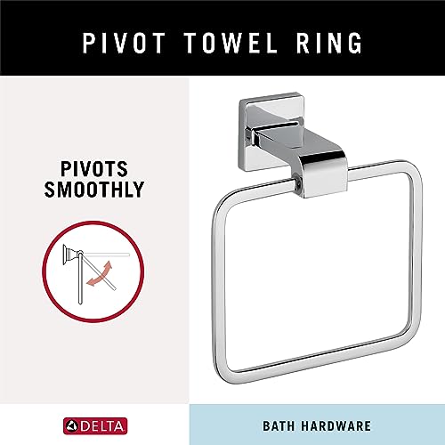 Image of Delta Hand Towel Holder | Square Polished Chrome Ring for Hanging Towels in Kitchen, Bathroom | Ara Accessories