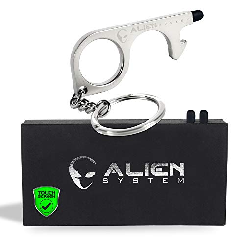 No Touch door opener tool - Keychain with a stylus tip for touchscreens and a bottle opener - Safety for Shoppers and Travellers No Touch door opener tool - Keychain with a stylus tip for touchscreens and a bottle opener - Safety for Shoppers and Travellers