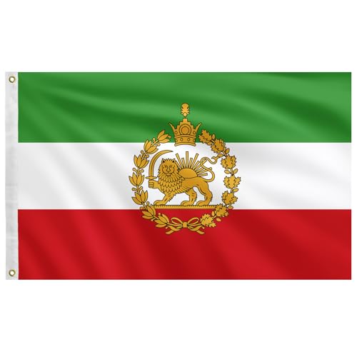 Iran Iranian Flag 3x5 Ft Old Historic Iran Flag Iranian Flag Lion Former Iranian Persia Lion Sun and Crown Banner