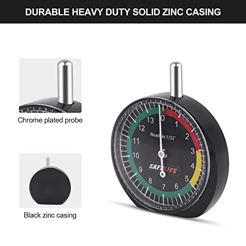Image of SAFELIFE Tire Tread Depth Gauge, Dial Type Tire Tread Depth Gauge Professional for Motorcycle, Car,Truck and Bus,Easy Reading Tyre Tread Depth Gauge in 32nds (Pack of 2)