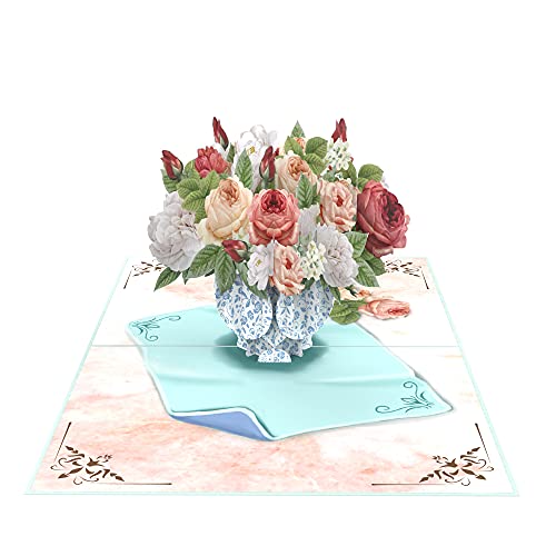 Mapu Mapu - Vasque de rosas, tarjeta de cumpleaños, tarjeta de felicitación para el día de la madre, tarjeta de cumpleaños infantil, tarjeta de cumpleaños en 3D Cover