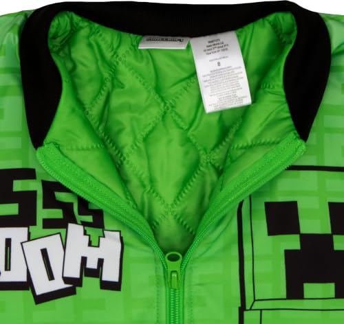 Image of Minecraft Bomber Jacket for Boys, Zip-Up Graphic Print Varsity Jacket for Kids and Toddlers