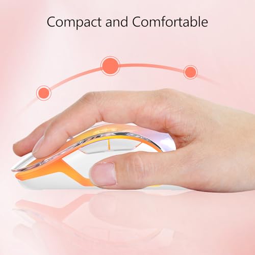 Image of memzuoix 2.4G Wireless Mouse with Customizable Cover & 9-Color LED - Rechargeable Ergonomic, 1400 DPI, 5 Buttons, USB Receiver for PC /Mac - Pink