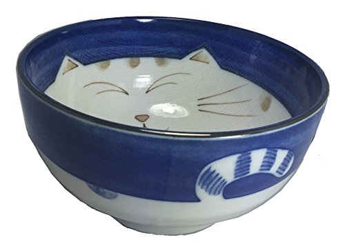 JapanBargain, Japanese Porcelain Bowl Rice Bowl Soup Bowl Made in Japan, Maneki Neko Smiling Cat Pattern (1, 6.25 inch)