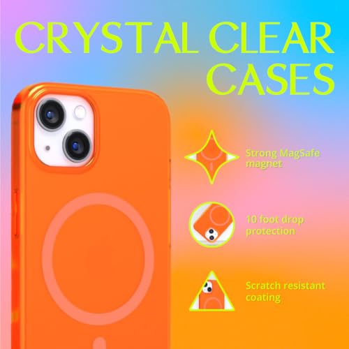 FELONY CASE for iPhone 14 Plus - Neon Orange Crystal Clear Phone Case, Compatible with MagSafe - 360° Shockproof Protective Case Designed for Apple iPhone 14 Plus by FELONY CASE - Image 2