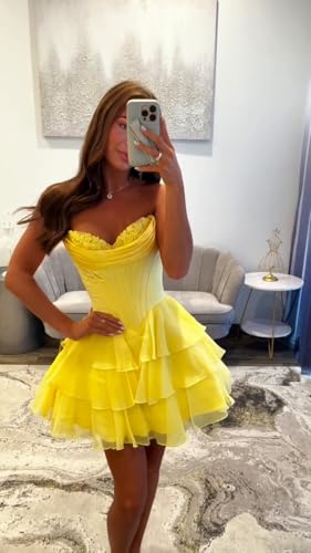 Strapless Homecoming Dresses for Teens 2025 Corset Short Prom Dress Tiered Ruffle Cocktail Party Gown3