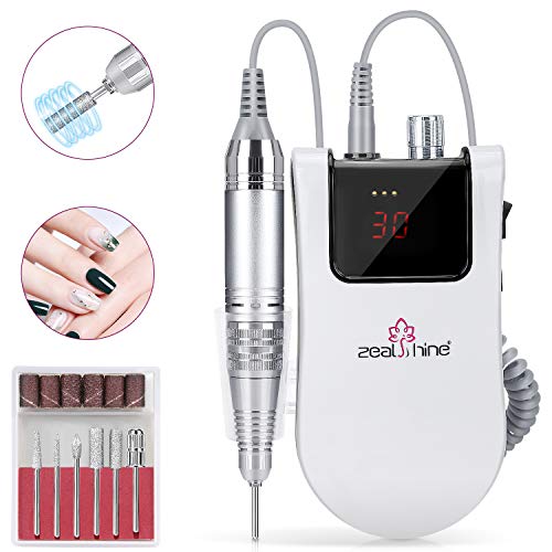 Nail Drill Machine for Acrylic Nails Gel Nails, 30000 RPM Professional Manicure Pedicure Nail Kit Machine with Nail Dirll Bits and Sanding Bands, Portable Efile Nail Drill
