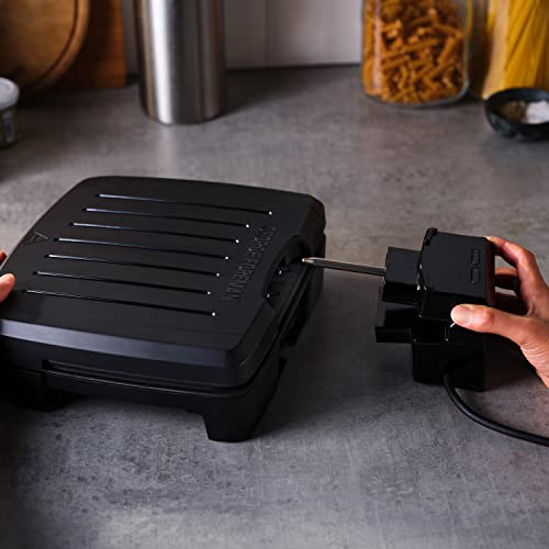 George Foreman Immersa Medium Electric Grill [Removable Control Panel allows grill machine to be fully washable & dishwasher safe, Energy saving, Healthy, Toastie, Panini, Hot plate, BBQ] Black 28310