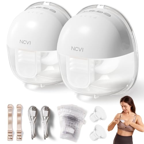 Image of NCVI Hands Free Wearable Breast Pump 8111, Wearable Breastfeeding Pump, Wireless Portable Milk Pump with Strong Suction, 4 Modes & 9 Levels, Ultra-Quiet Discreet Pump, 21/24mm Flanges, 2 Pack