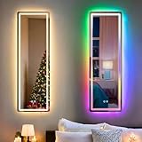 LUXFURNI LED Mirror Full Length with Lights, Full Body Mirror RGB LED Lights Dimmable, Wall Mounted, Bedroom, 42.32'x14' Inch