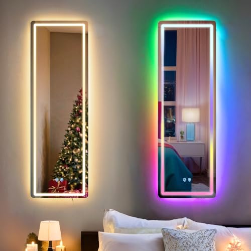 LUXFURNI LED Mirror Full Length with Lights, Full Body Mirror