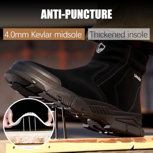 Image of GLANOUDUN Steel Toe Boots for Men Welding Work Boots Indestructible Mens Safety Toe Boot Zipper Construction Boot Laceless Welder Footwear