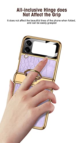 Coque Galaxy Z Flip 3 avec anneau et protection charnière en cuir python - 3