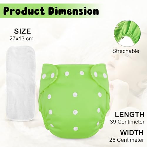 Image of GLUN Reusable Baby Cloth Diapers Combo, Pack of 2 Shiny Green Colour Comfort & Protection, Leakproof & High Absorption