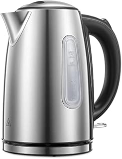 3000W Fast Boil Kettle, FOHERE Stainless Steel Cordless Electric Kettle, BPA-Free Hot Water Boiler, 1.7 Liter, Removable Washable Filter, Boil Dry Protection & Auto Shut Off, Silver