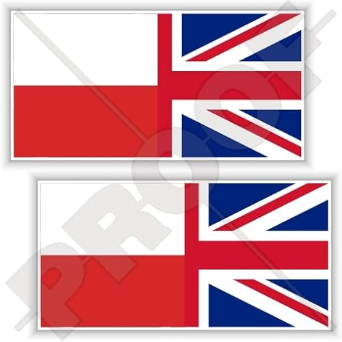 StickersWorld Poland-UK Flag, Polish-British Union Jack, United Kingdom 4,3'' (110mm) Vinyl Bumper Stickers, Decals x2