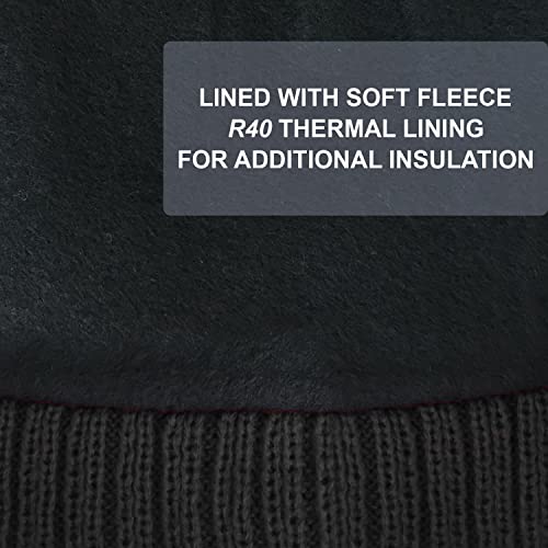 RockJock Ladies Womens Winter Pom Pom Ribbed Beanie Hat with R40 Advanced Thermal Insulation