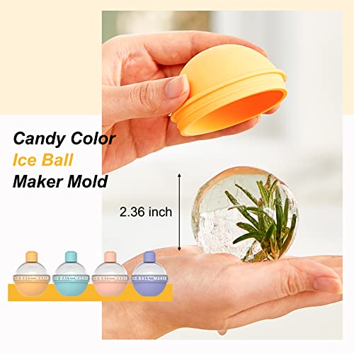 Kohimit 4 Pack Ice Ball Maker, Whiskey Ice Mold, Silicone Ice Cube Tray, 2.5 Inches Sphere Ice Mold For Whiskey And Cocktails #TOP2