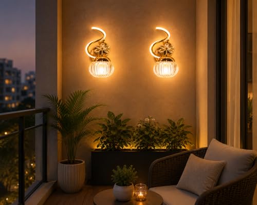 Image of Modern 577 Gold LED Wall Light Crystal Design | Decorative Indoor Wall Lamp for Living Room, Bedroom, Hotel & Hallway Lighting (Pack of 1)