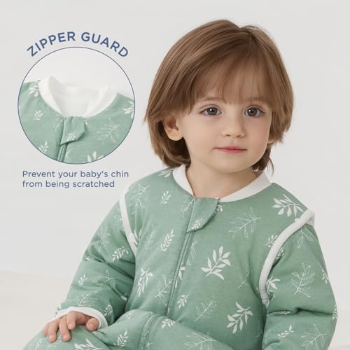 Image of Duomiaomiao 2.5 TOG Baby Sleep Sack 100% Cotton Winter Long Sleeve Baby Wearable Blanket, Super Warm Quilted Comfy Toddler Sleeping Bag