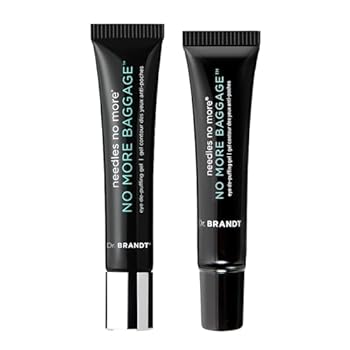 WHAT’S INCLUDED - This bundle includes one full-size bottle (0.5 oz) and one travel-size bottle (0.25 oz) of Needles No More, No More Baggage. EYE DE-PUFFING GEL - No More Baggage transforms from cream to gel when warmed between your fingers. It's fr...