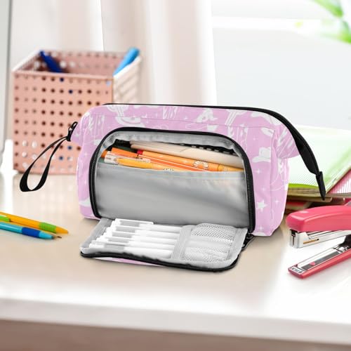 Image of Western Cowboy Purple Pencil Case Pouch Big Capacity Pencil Bag Box Organizer Pen Case Pencil Pouch Aesthetic with Handle for Kids Boys Girls Women College Office