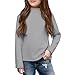 Youth Thermal Shirt Fleece Lined Turtle Neck Long Sleeve Top Kids Unisex Mock Neck Athletic Base Layer (Grey, 9-10Years)
