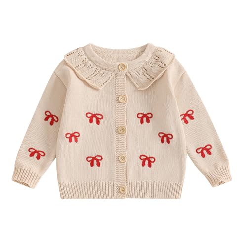 Toddler Baby Girl Sweater Cardigan Long Sleeve Doll Collar Button Down Knit Jacket Coat Spring Fall Winter Clothes