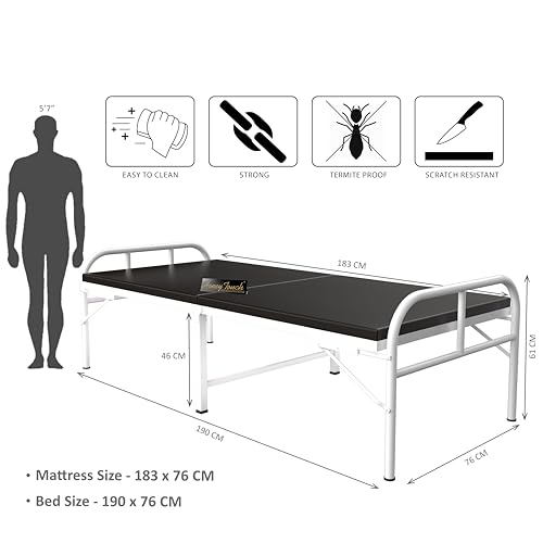 Image of Honey Touch Nexon Folding Bed Single with Ortho Tri Layer Mattress | No Assembly Required | Foldable Bed for Sleeping /Guests /Rented Apartments /Bedroom (2.5ft x 6ft, White)