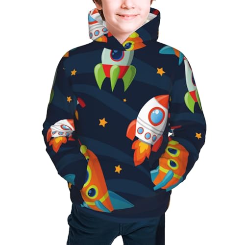 Spaceships and Stars Kid Hoodies Boys Sweatshirts Girls Pullover with Pocket3