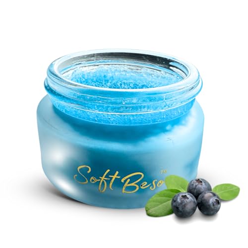SoftBeso by AlignerOff Sugar Lip Scrub – Blueberry Lip Exfoliator & Moisturizer for Dry, Chapped Lips – Hydrating Sugar Scrub for Smooth Lips – For Men & Women – Ideal for Gifting