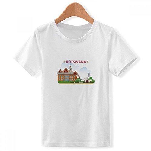 T-Shirt Botswana Col Ras du Cou Blanc pour Garçon XXXL Coupe Large