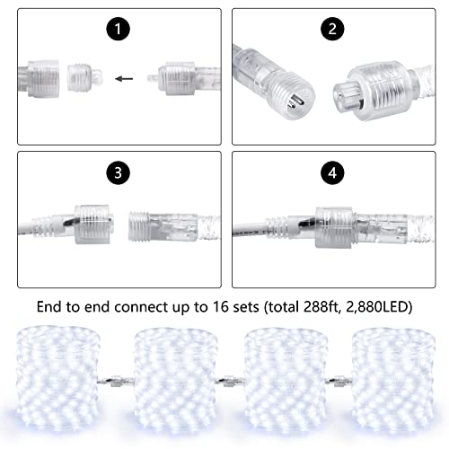 Brizlabs 18Ft 180 Led Rope Lights, 120V Etl Listed Rope Lights Connectable, Indoor Rope Lights, Plugin Outdoor Tube Lights, Led Rope Lights Waterproof For Christmas, Holiday Corridor Patio, Cool White #TOP2