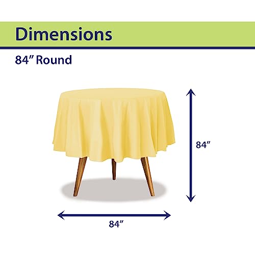 Image of Party Dimensions Yellow Disposable Plastic Tablecloth for Round Tables (12 Pack) 84 inches Table Cloths for Parties, Events & Weddings, Indoors & Outdoors, Plastic Table Cover