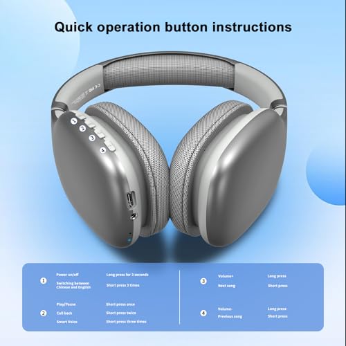 Image of iFAST Foldable Wireless Stereo Headphone | 24 Hours Music & Calls| Dual Mode (Wired & Wireless) Gaming Headset with Adjustable Headband [Grey].