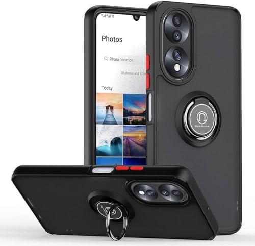 Movilear Funda Carcasa para Honor X7 4G / Play 30 Plus 5G, Antigolpes con Soporte de Anillo, TPU + PC Translucido Anti- Arañazos Negro Fant