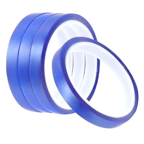 Image of 4 Rolls Heat Tape for Sublimation, Heat Resistant Tape for Heat Transfer Sublimation Press, 10mm x 33m(108ft) No Residue Heat Transfer Tape (Blue)