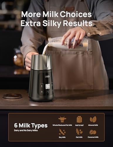 Dreo Milk Frother, All-in-1, 27oz/800ml Hot/Cold Electric Foam Maker for Coffee, Latte Art-level Microfoam, Automatic Milk Warmer, Dairy/Plant-Based Milk, Dishwasher Safe, Black Silver