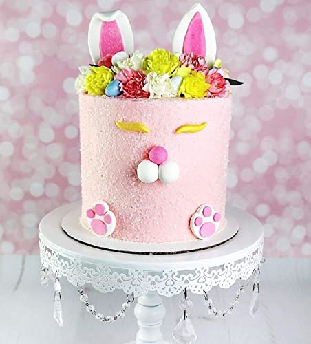 Easter Cake Decorations Edible - Bunny Cake Topper And Diamond Glittery Sugar Bundle - Happy Easter Cake Topper With Glittery Bunny Ears, Face And Feet Plus Diamond Glittery Sugar Sprinkles - Nut Free #TOP3