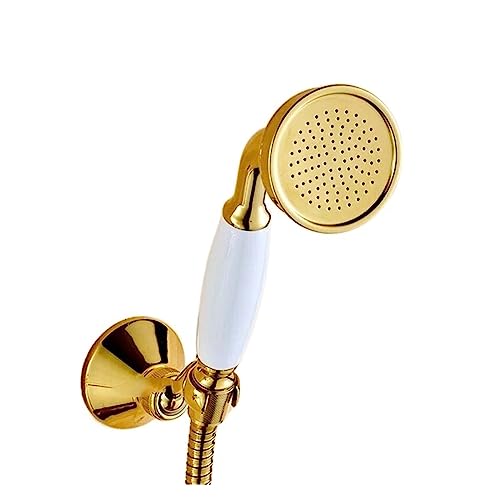 Pommeau de douche à économie d'eau en laiton doré et son kit complet avec flexible de 1.5m