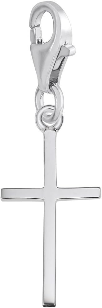 Cross Charm With Lobster Claw Clasp, Charms for Bracelets and Necklaces