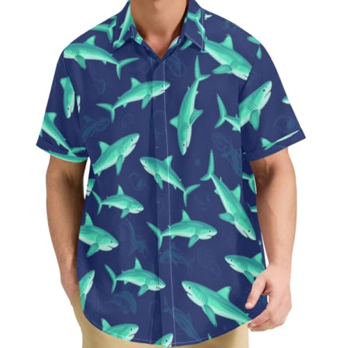 Chemise boutonnée légère homme idéale au bureau avec motif requin marteau GuoChe S