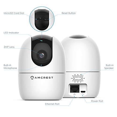 Image of Amcrest 1080P WiFi Camera Indoor, Nanny Cam, Dog Camera, Sound & Baby Monitor, Human & Pet Detection, Motion-Tracking, w / 2-Way Audio, Phone App, Pan /Tilt Wireless IP Camera, Night Vision (Renewed)