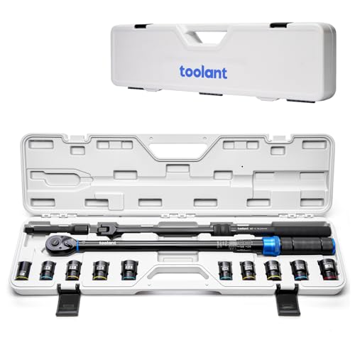 toolant 13PCS 1/2 Inch Click Torque Wrench Set, Gift for Men, 25-250 FT.-LB/33.9-339.0 Nm, With