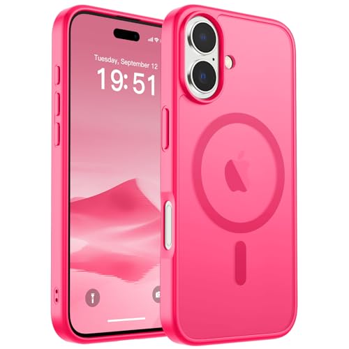 Image of SUPFINE Magnetic for iPhone 17 Case (Compatible with MagSafe)(Military Grade Drop Protection) Translucent Matte Shockproof with Anti-Fingerprint Phone Cover,Hot Pink