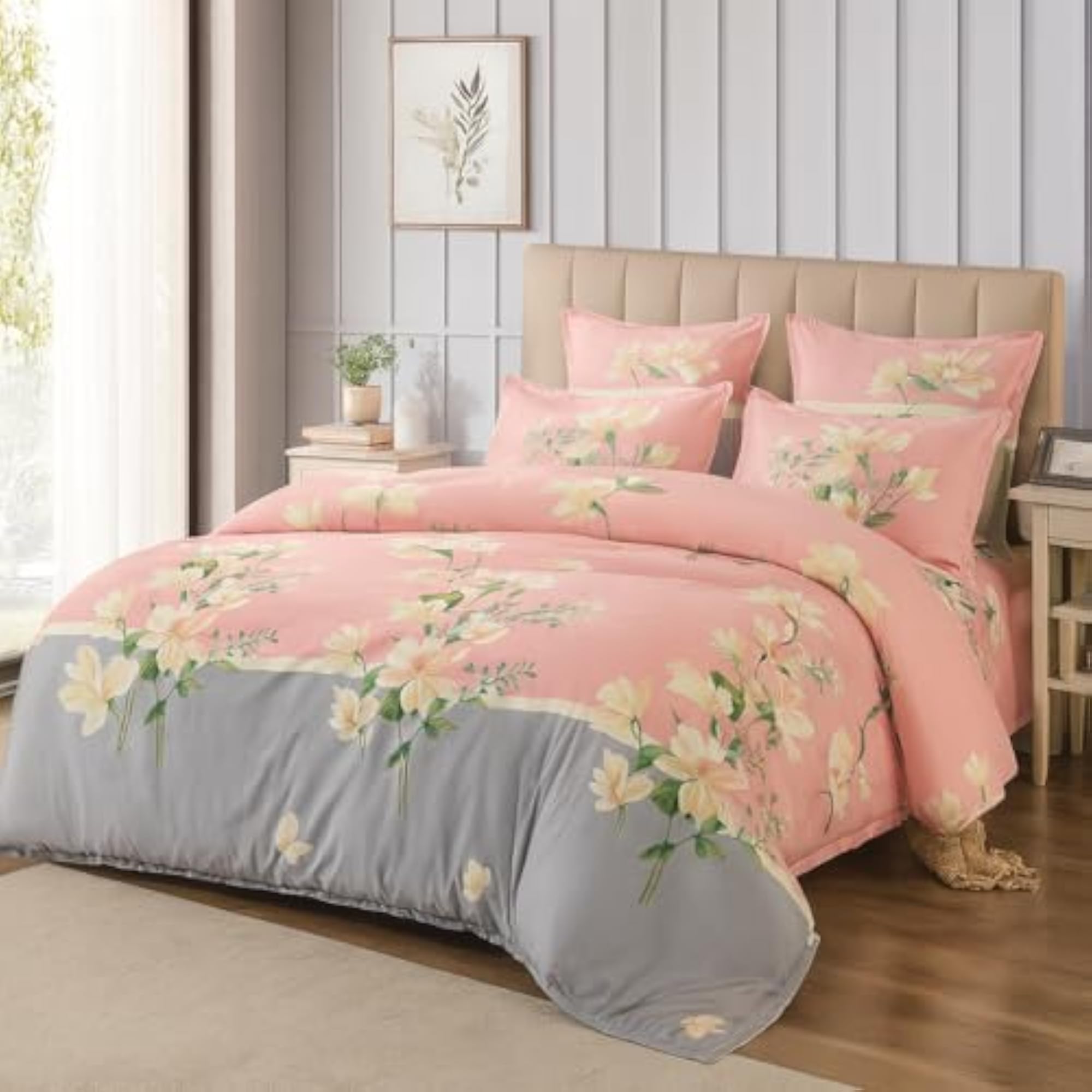 250 GSM 400 TC Cotton Bedding Set with Comforter, King Size
