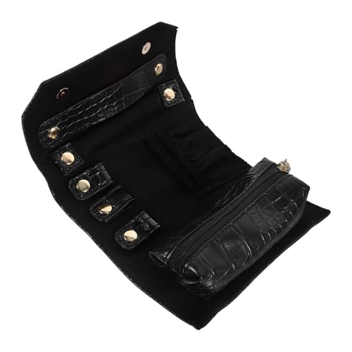 Generico Rotolo Porta Gioielli da Viaggio in Velluto Nero Organizer Compatto per Anelli Collane e Orecchini Custodia Pieghevole Portatile Grande Capacità per Conservare e Trasportare